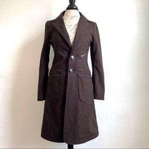 Diesel Wood Brown Winter Pea Coat small
